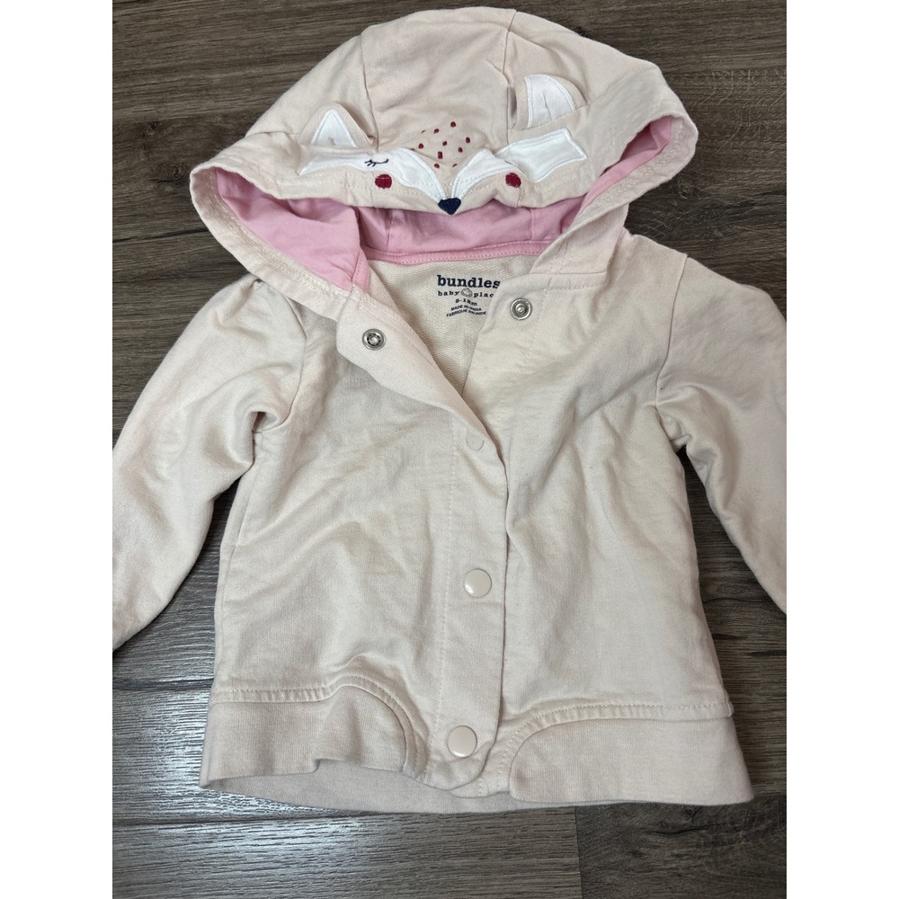 Bundles‎ Baby Place Fox Ear Hooded Snap Front Jacket Cream Pink 9-12M